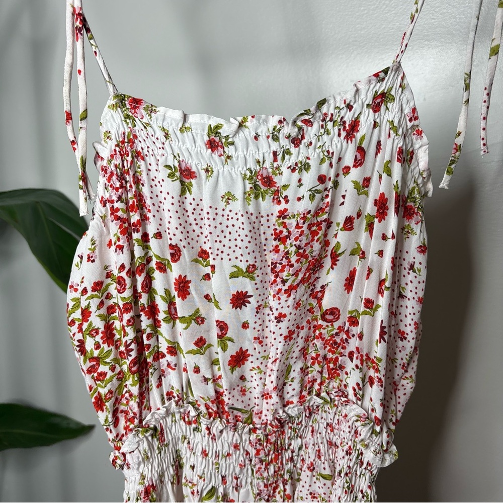 2/15$ 🍒 NWT Zara Floral Polka Dot Romper Ruffle Hem Feminine Summer One-Piece - Picture 4 of 10